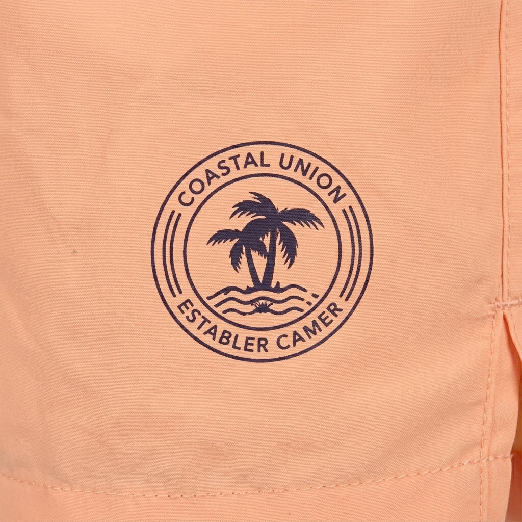 Men Beach Swim Shorts With Drawstring And Palm Tree Logo