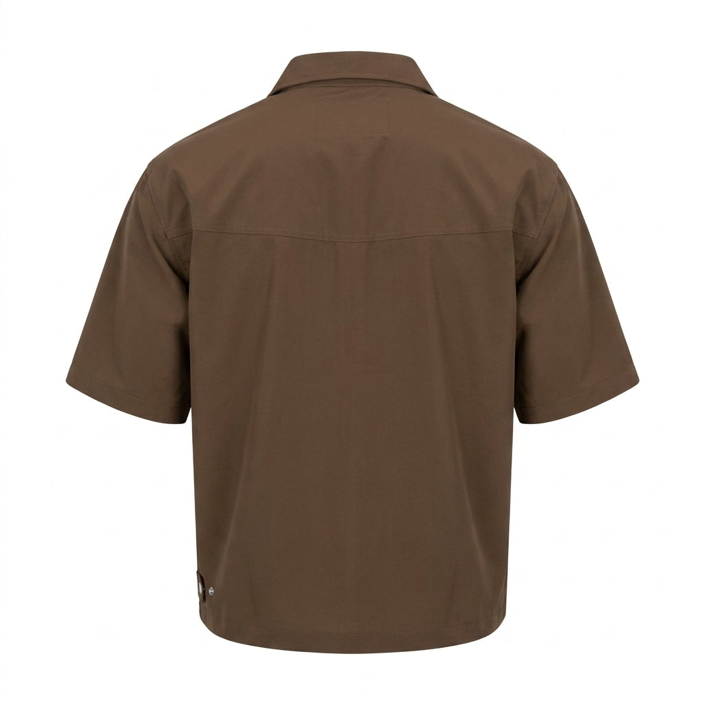 Men Short Sleeve Zip Up Utility Shirt