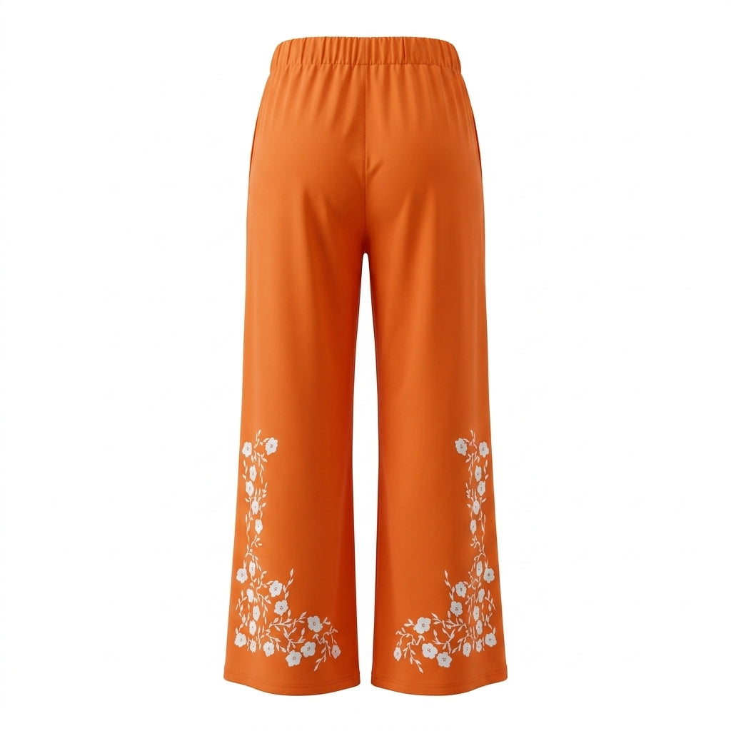 Women Floral Print Wide Leg Pants