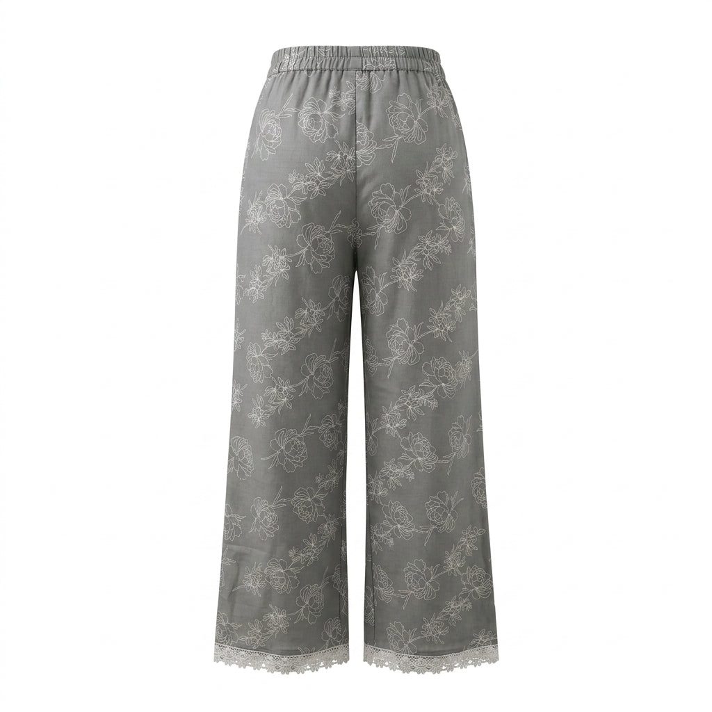 Women Floral Print Wide Leg Pants