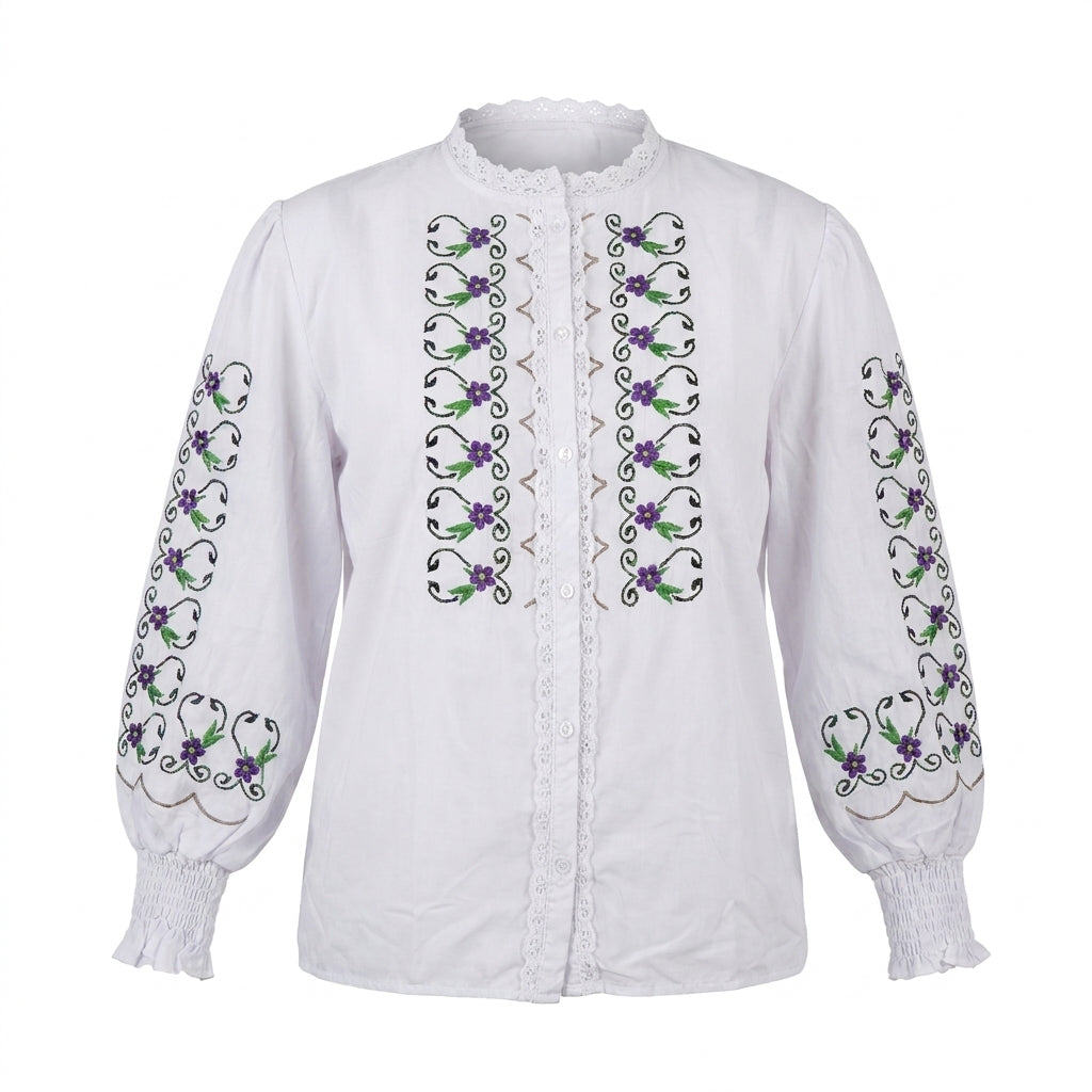 Women Embroidered Long Sleeve Blouse