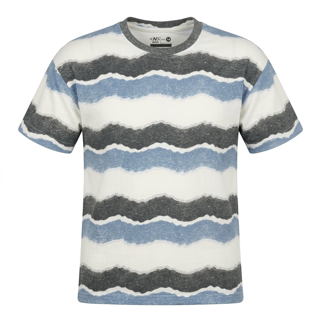 Boys Wavy Stripe Printed T Shirt