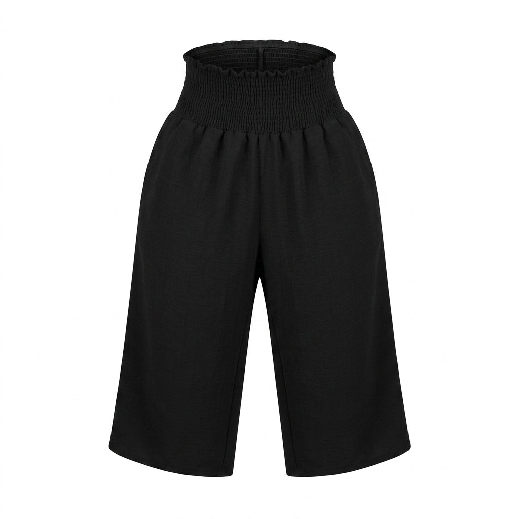 Women Smocked Waist Wide Leg Pants