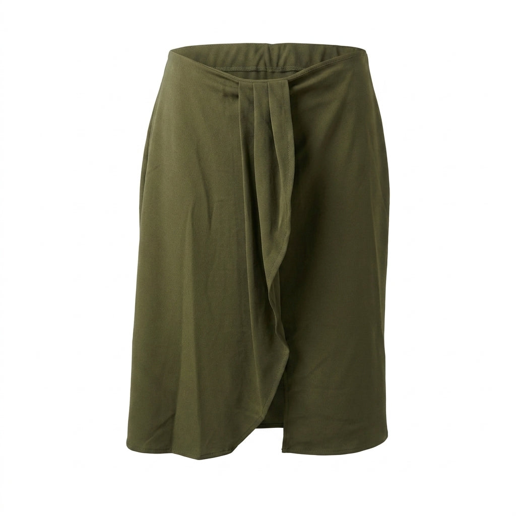 Women Front Drape Midi Skirt