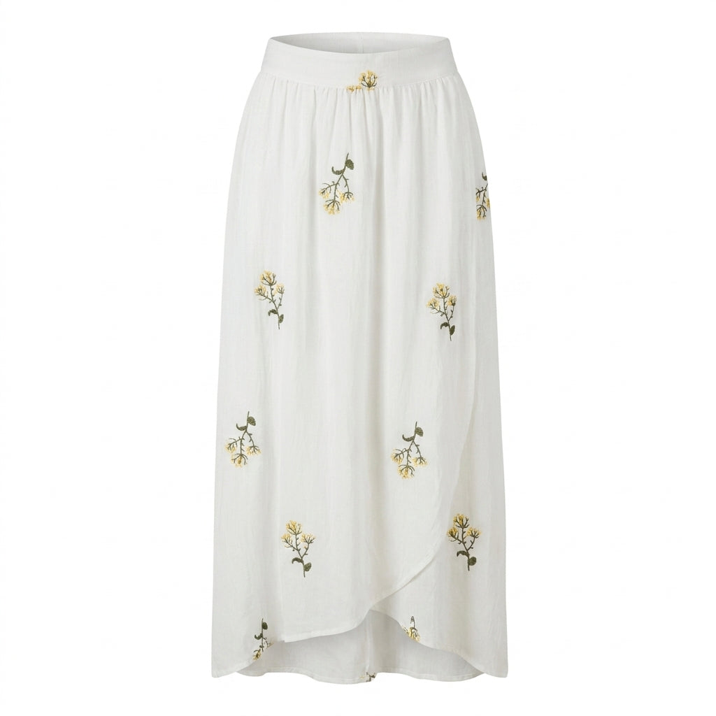 Women Floral Embroidered Midi Skirt