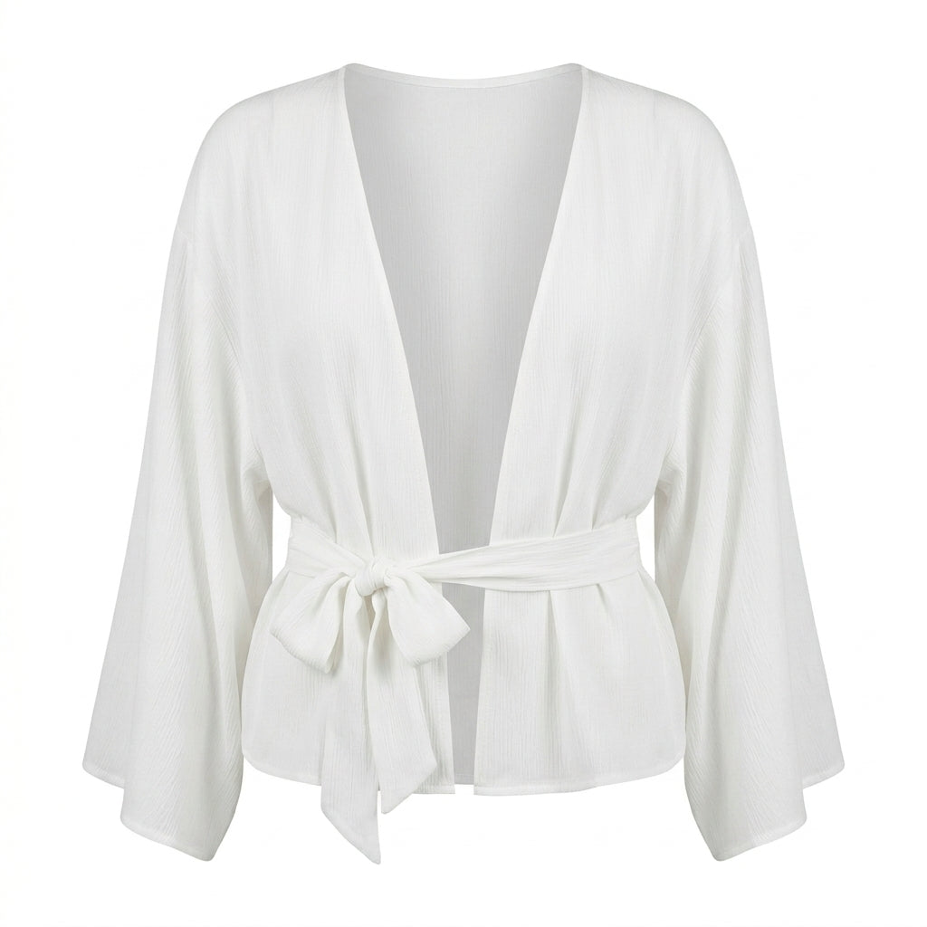 Women Tie Front Cover Up Blouse