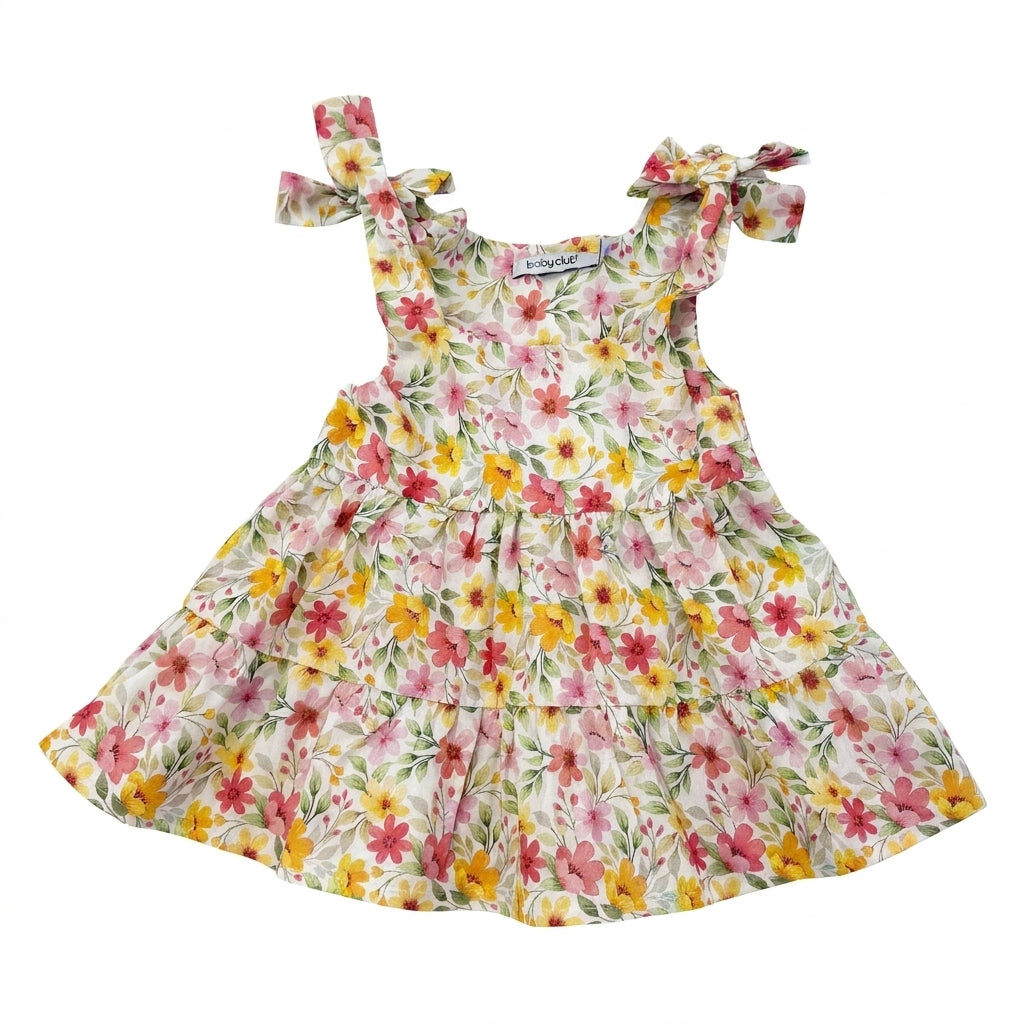 Floral Tiered Sleeveless Dress With Matching Bloomers
