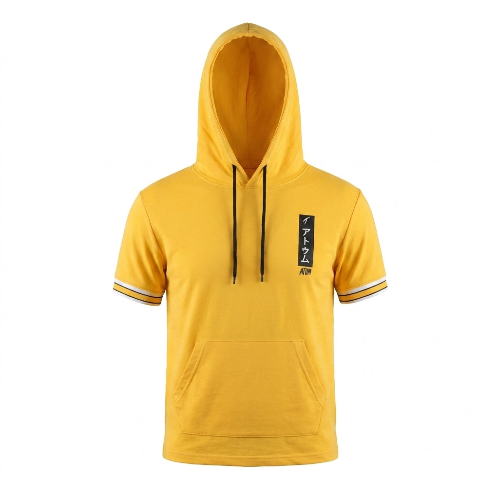 Kids Short Sleeve Hooded T Shirt With Kangaroo Pocket