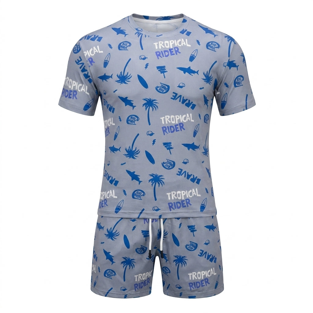 Boys Tropical Rider Printed Pajama Set