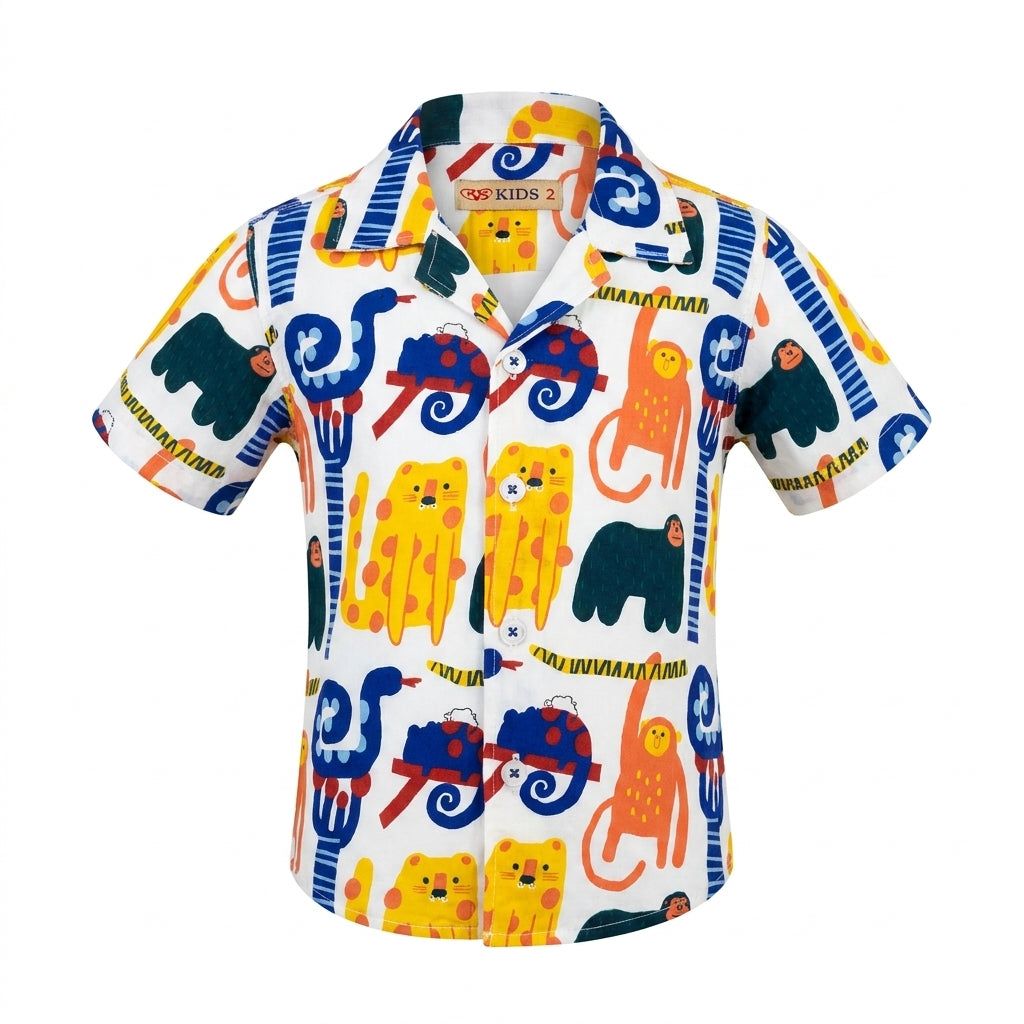 Boys Animal Print Short Sleeve Shirt