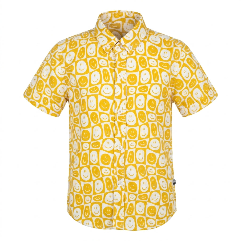 Kids Short Sleeve Circus Print Button Front Shirt