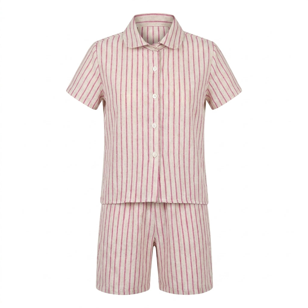Boys Striped Short Sleeve Shirt And Shorts Set