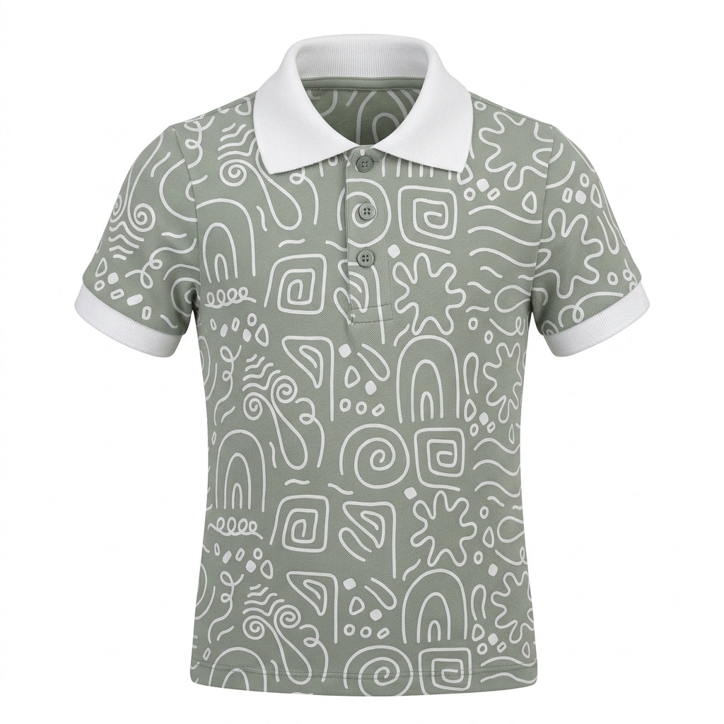 Boys Geometric Print Polo T Shirt
