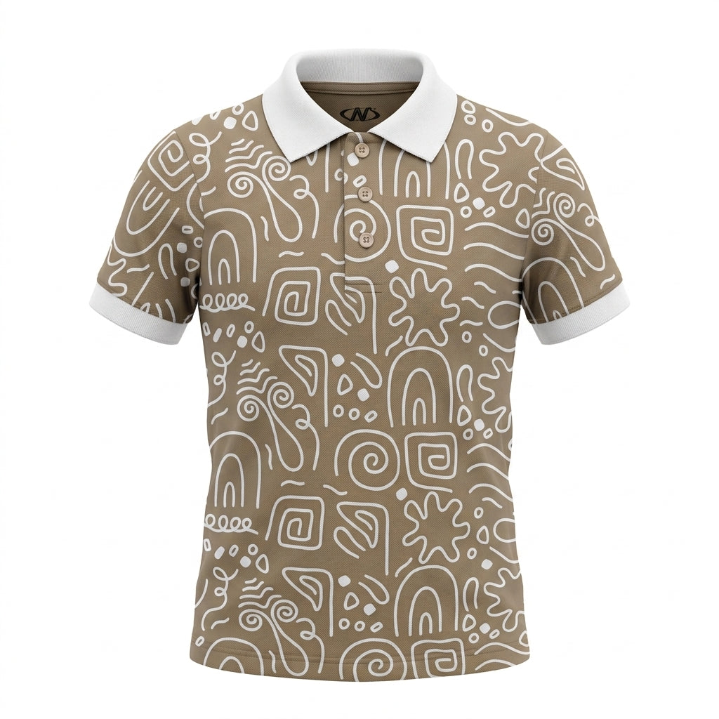Boys Geometric Print Polo T Shirt
