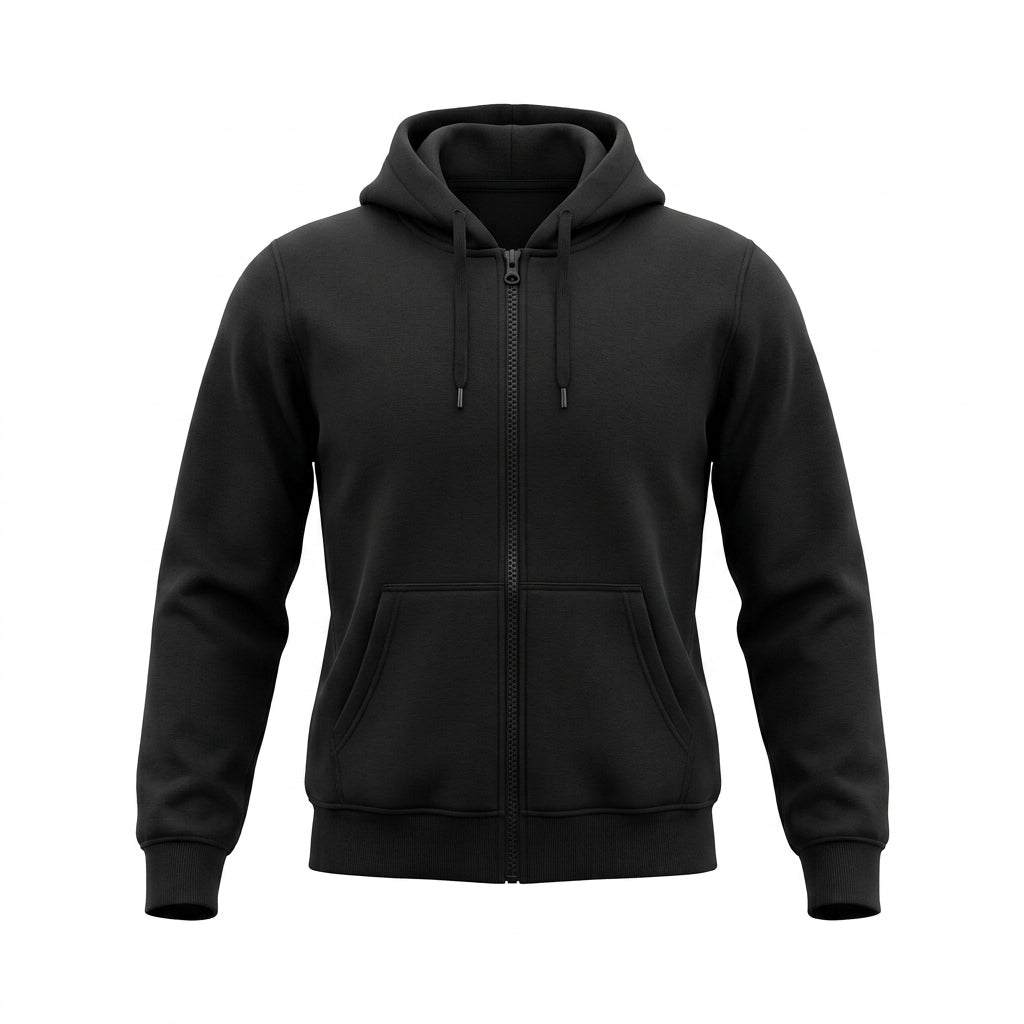 Men Solid Full Zip Hoodie
