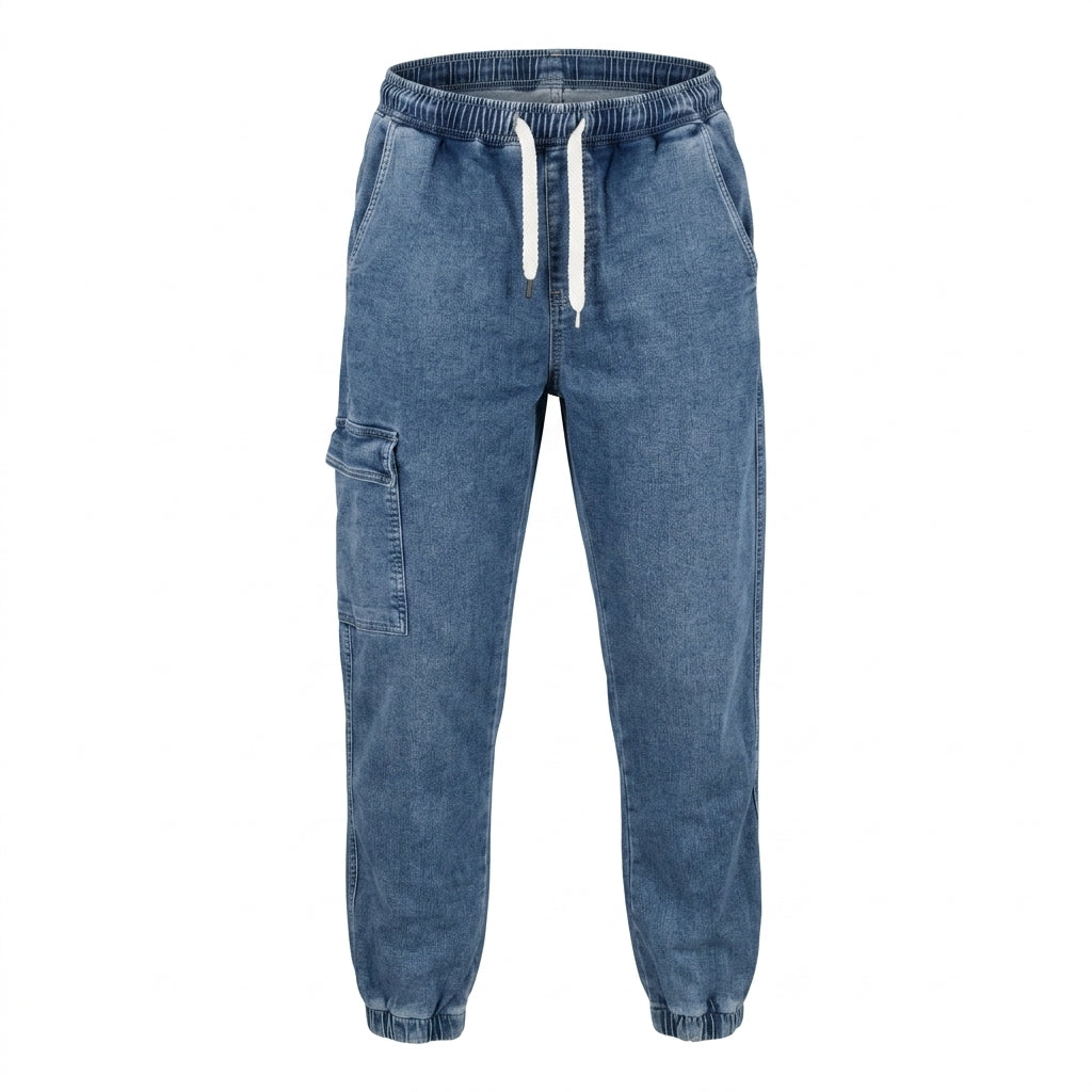 Men Denim Cargo Jogger Pants