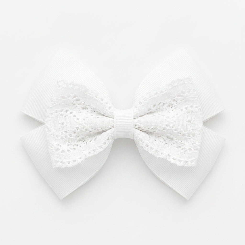 Girls Lace Overlay Bow Hair Clip Set