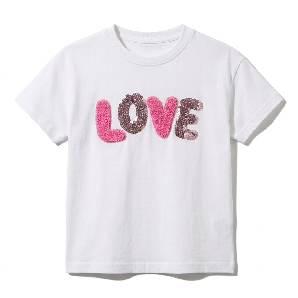 Girls Love Sequin Graphic T Shirt