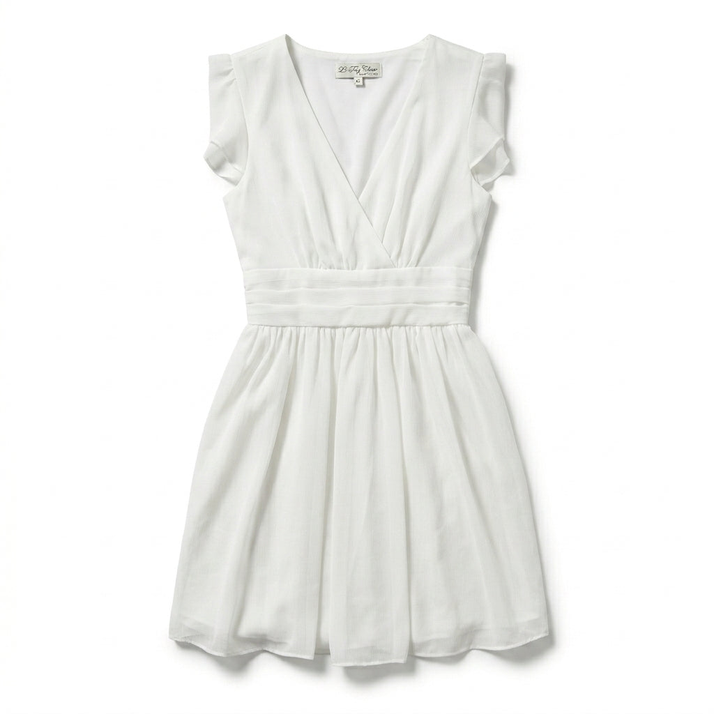 Casual V Neck Puff Sleeve Mini Dress