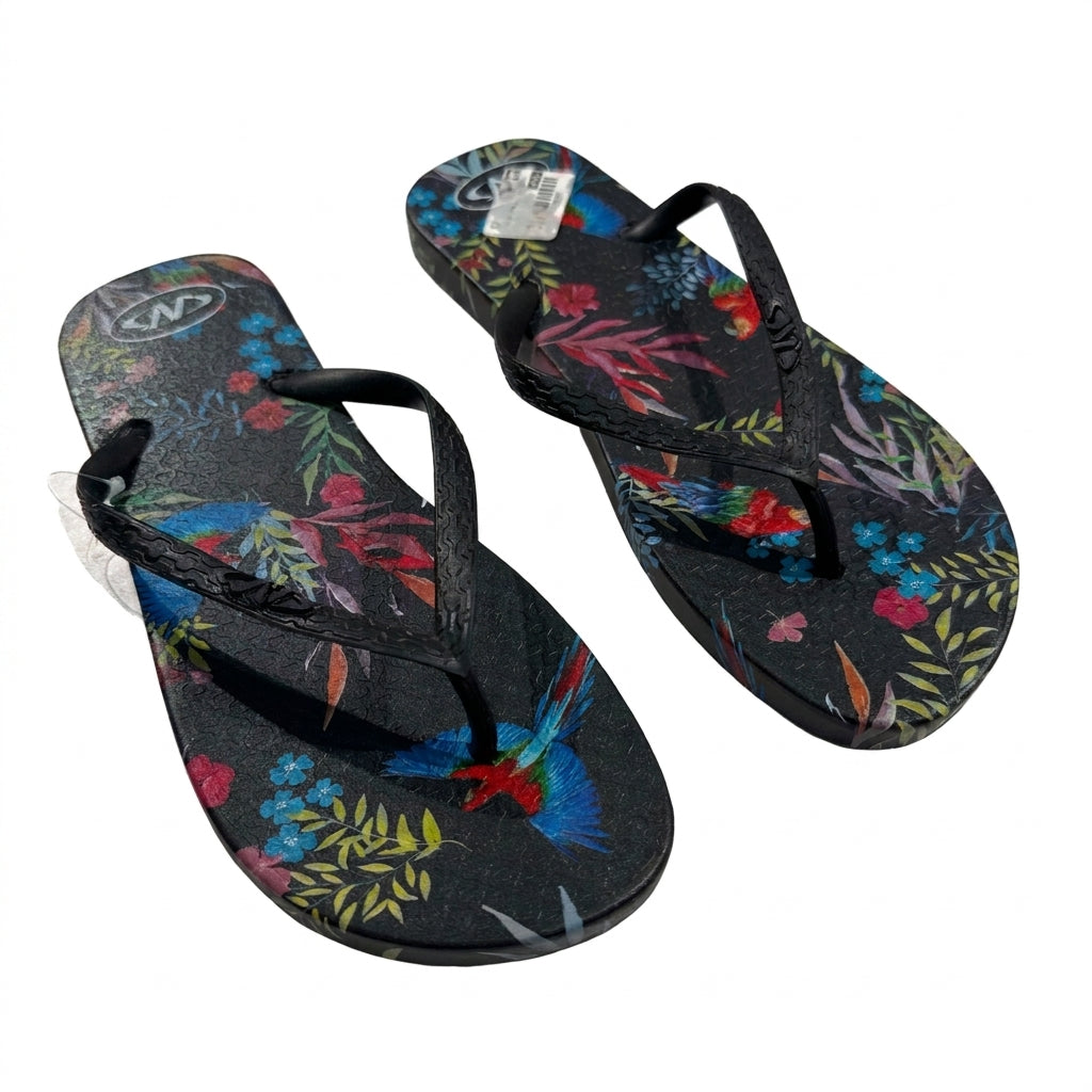Women Tropical Floral Print Flip Flop Sandals