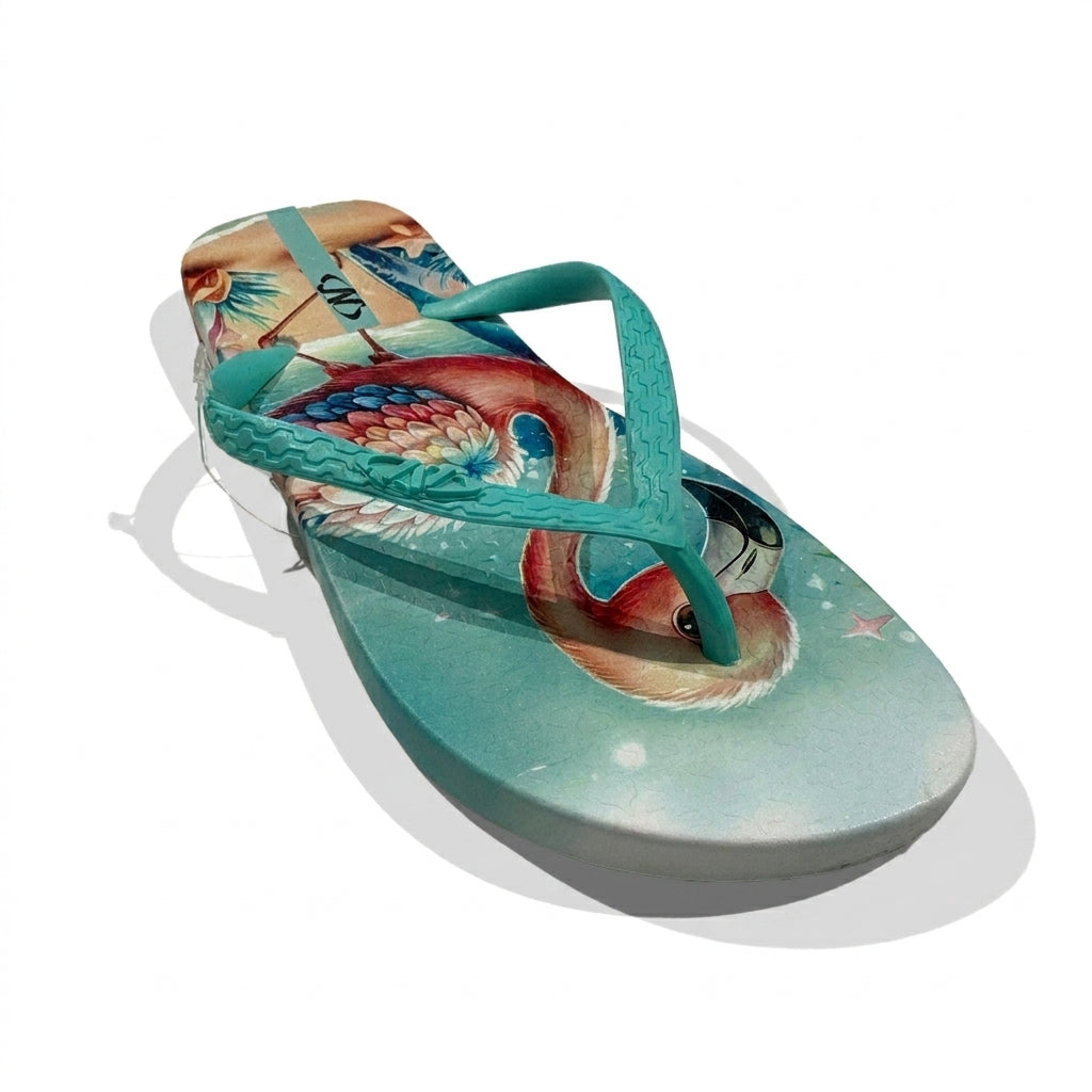Women Tropical Flamingo Print Flip Flop Slipper