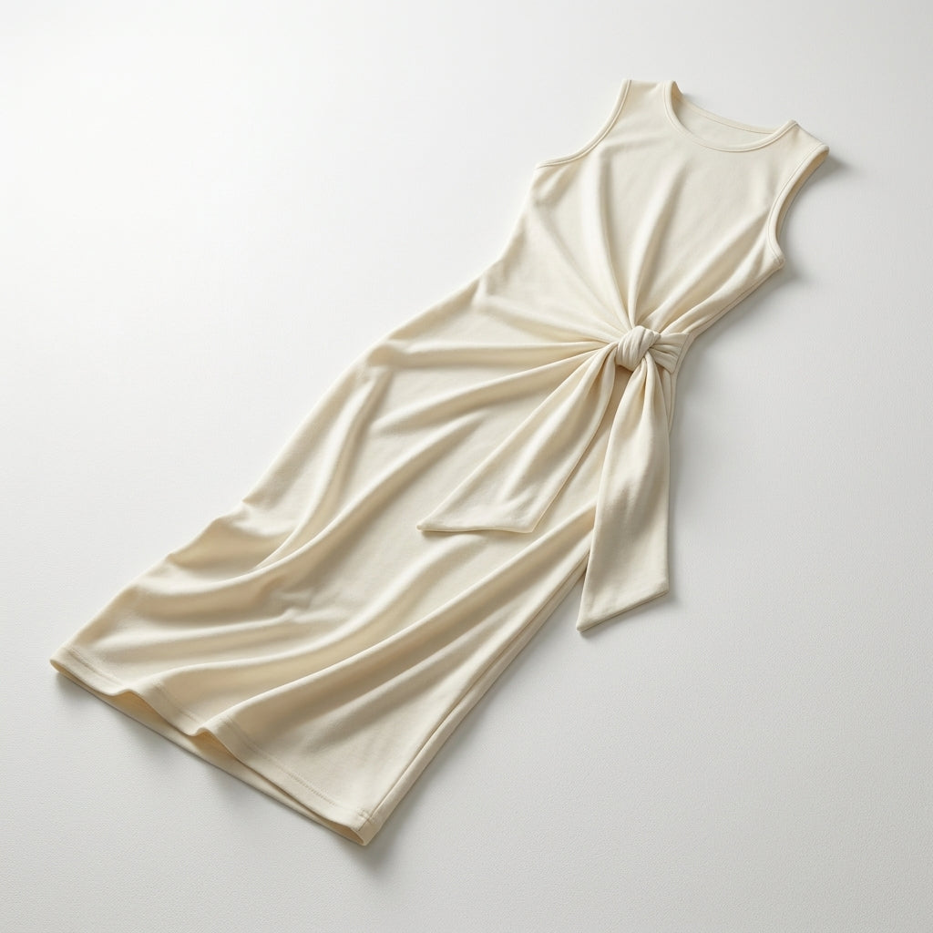 Casual Sleeveless Side Tie Midi Dress