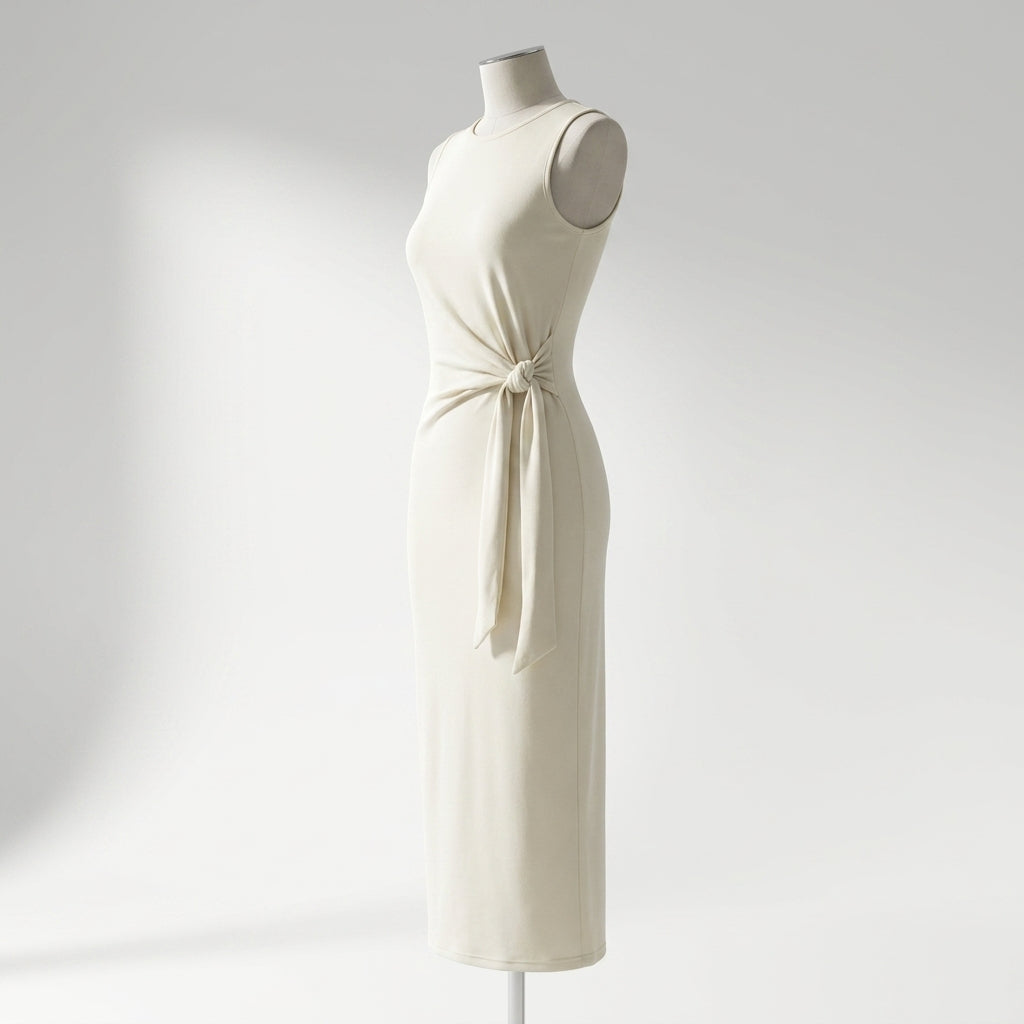Casual Sleeveless Side Tie Midi Dress