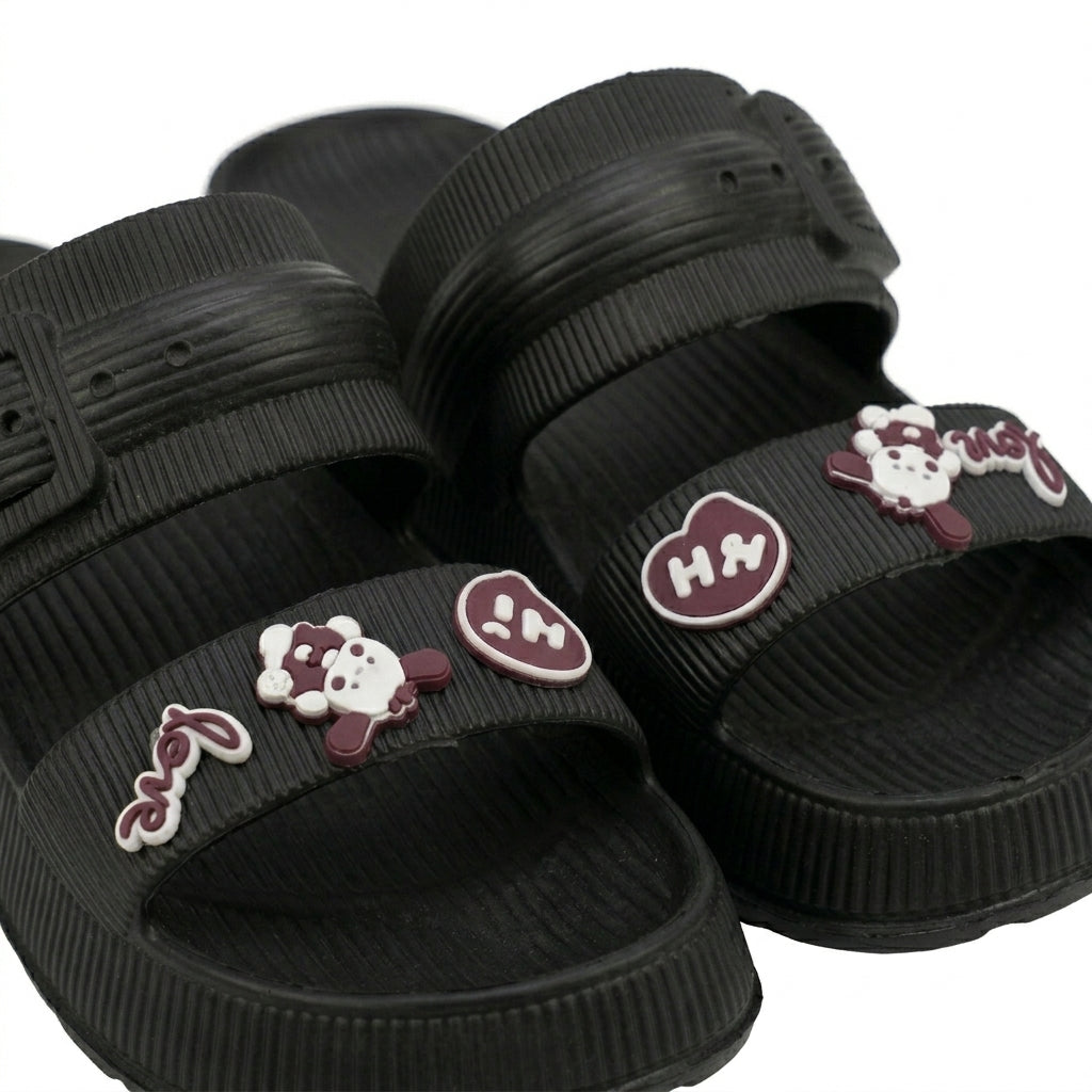 Women Ribbed Buckle Slide Slipper