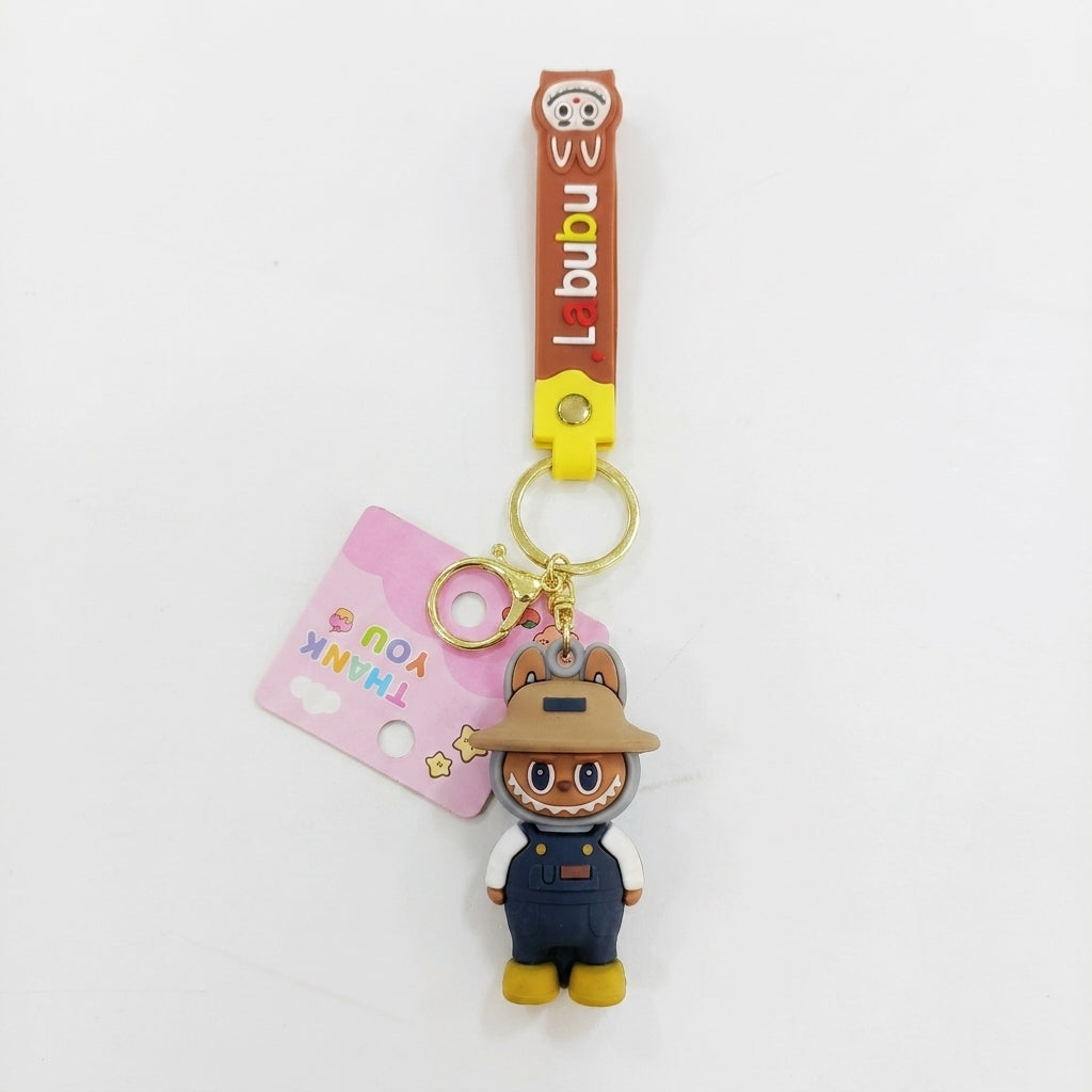 Labubu Character Silicone Strap Keychain With Figure Charm