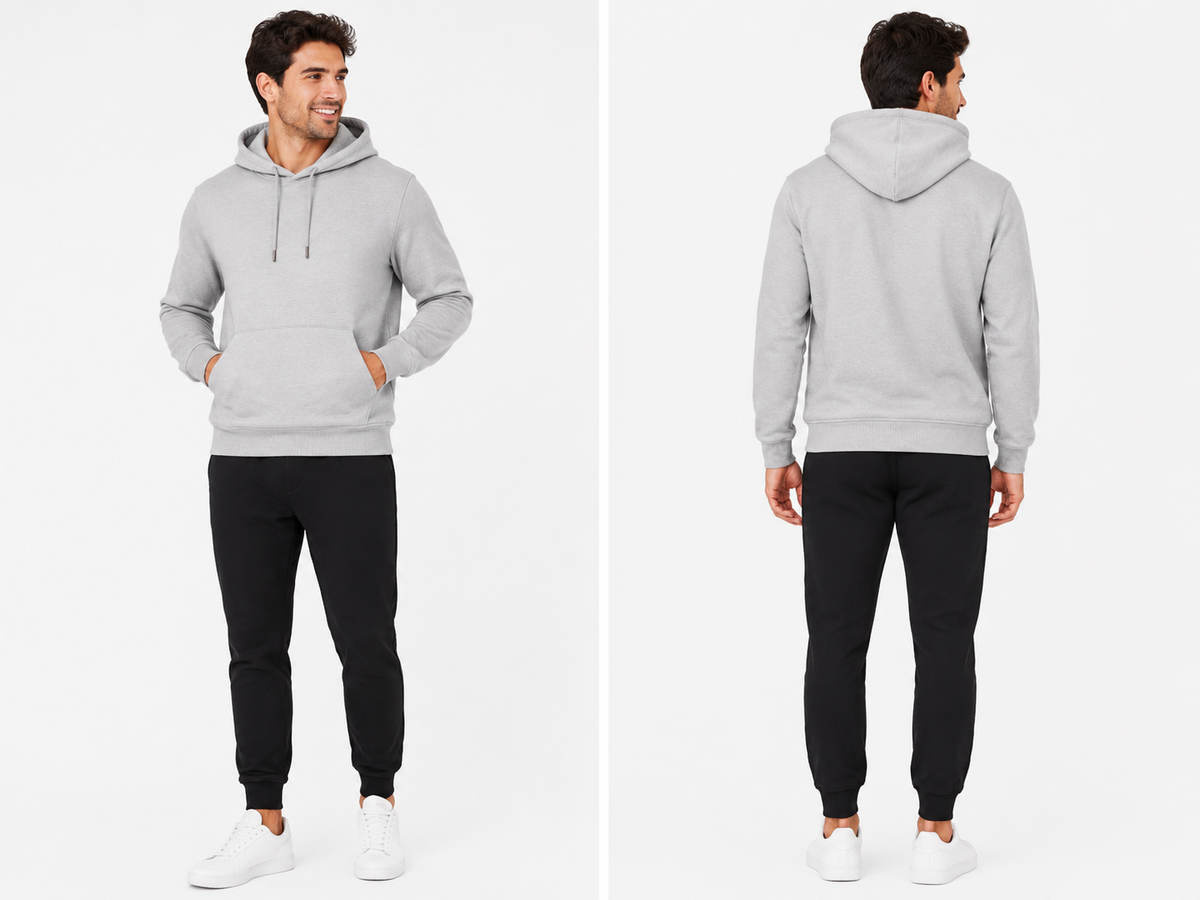 Men Solid Pullover Hoodie With Kangaroo Pocket