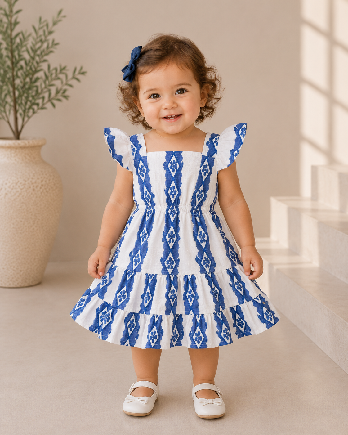 Kids Patterned Tiered Dress