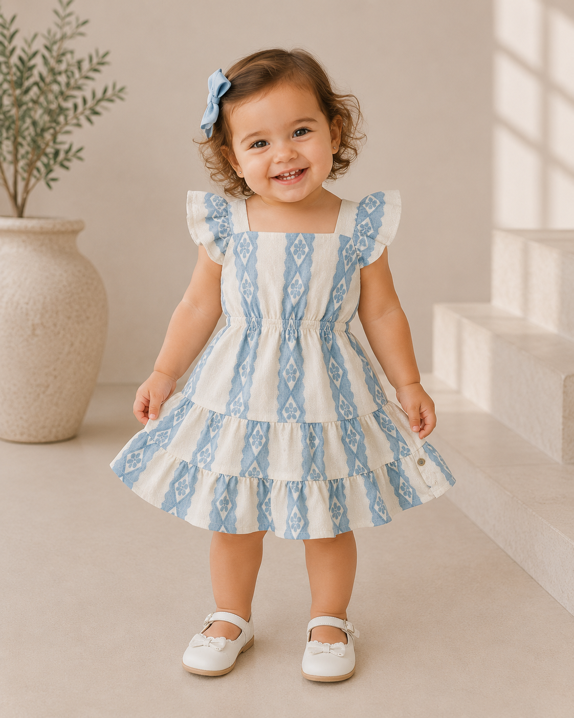 Kids Patterned Tiered Dress