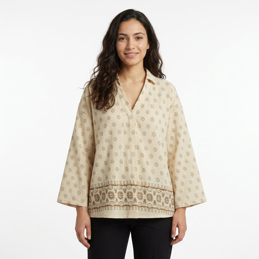 Casual Women Printed Button Front Blouse