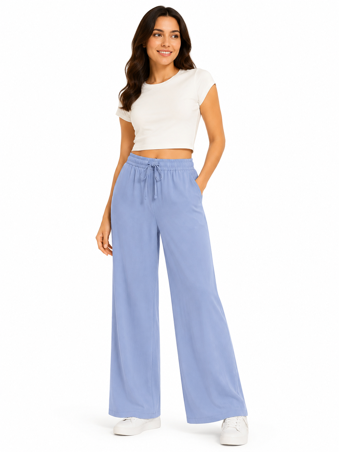 Women Wide Leg Drawstring Pants