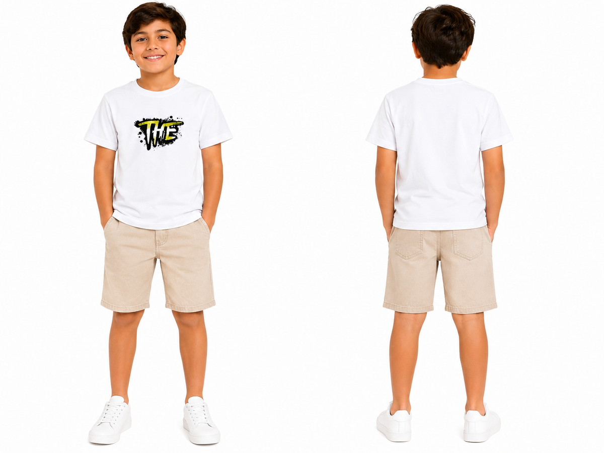 Kids Ribbed T Shirt With Cap Patch