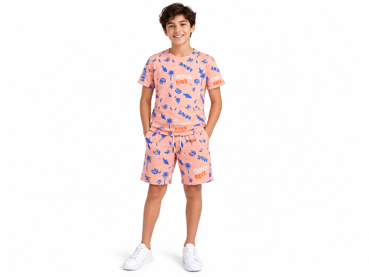 Boys Tropical Rider Printed Pajama Set