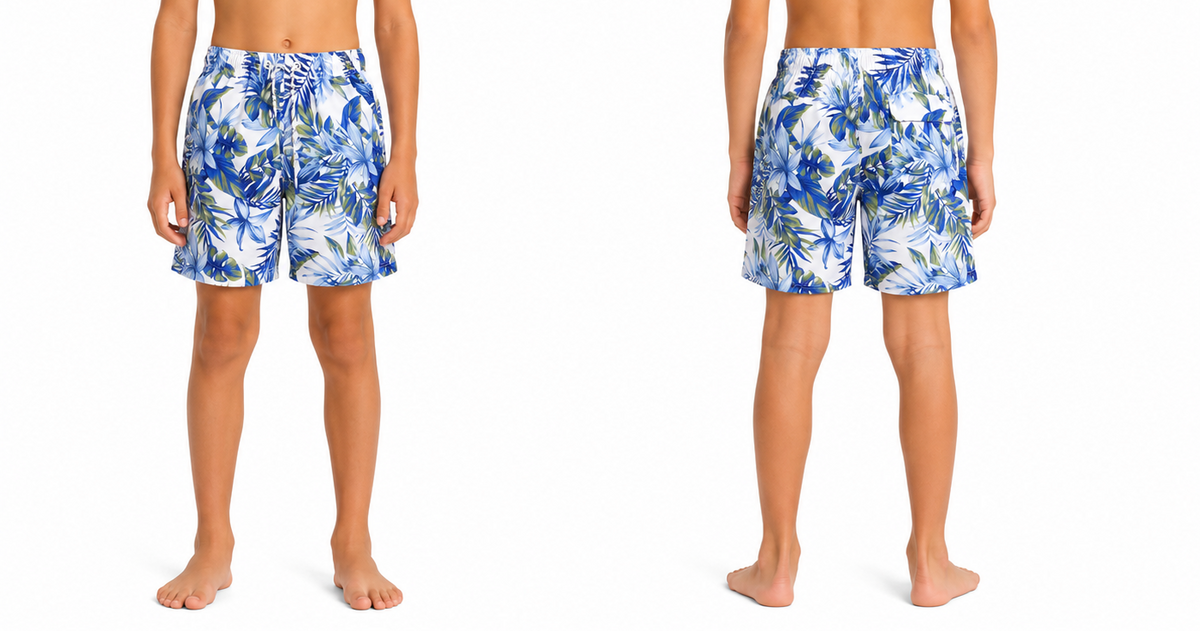 Men Tropical Floral Print Swim Shorts