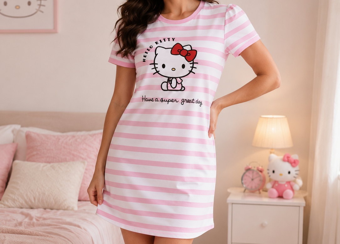 Girls Hello Kitty Striped Nightdress