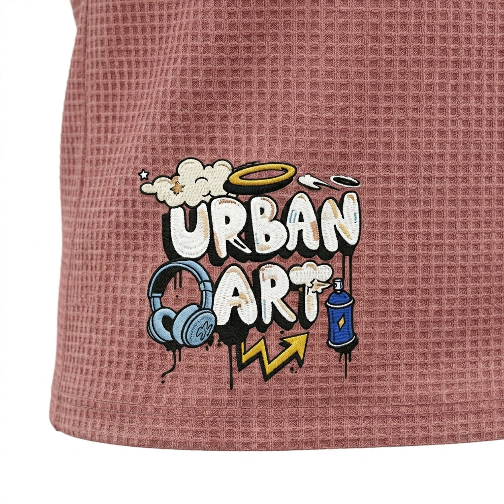 Kids Short Sleeve Textured T Shirt With Urban Art Print