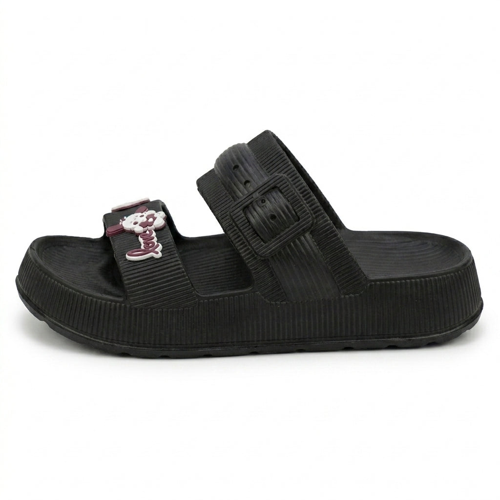 Women Ribbed Buckle Slide Slipper