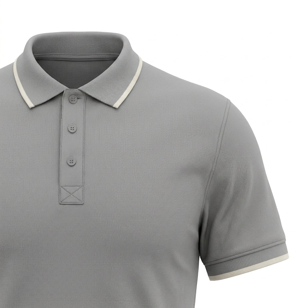 Men Short Sleeve Polo Shirt With Contrast Tip Collar