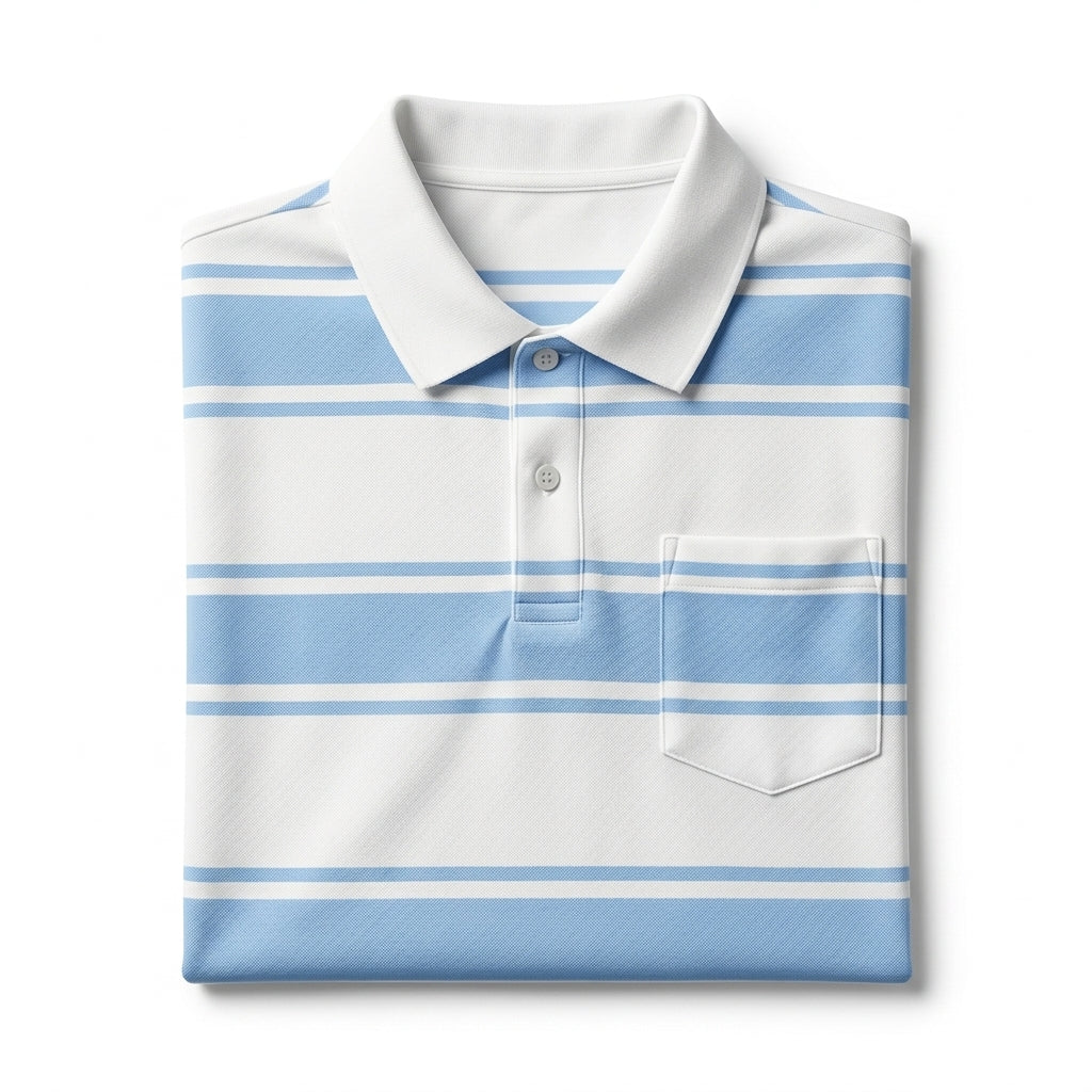 Casual And Striped Short Sleeve Polo Top
