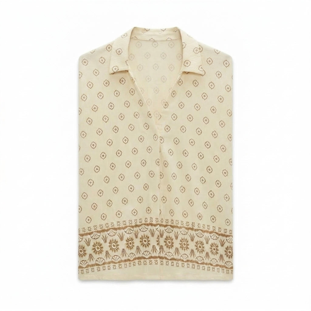 Casual Women Printed Button Front Blouse