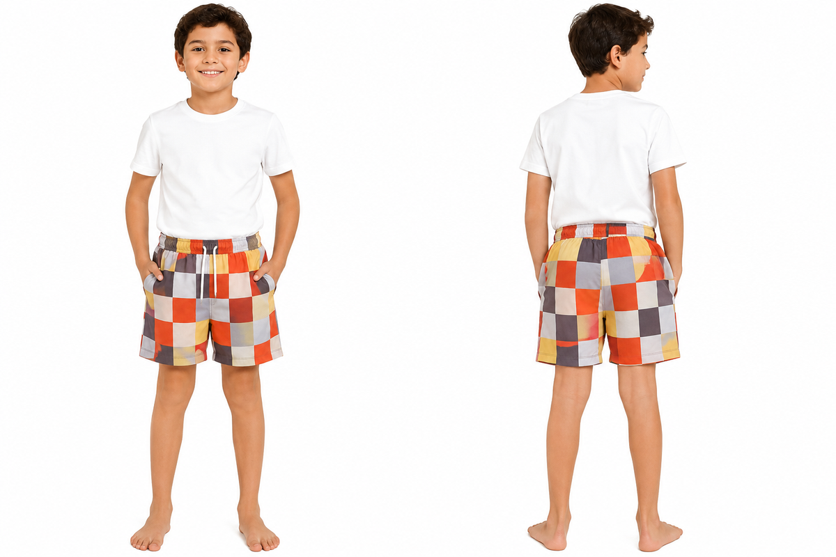 Men Check Print Swim Shorts