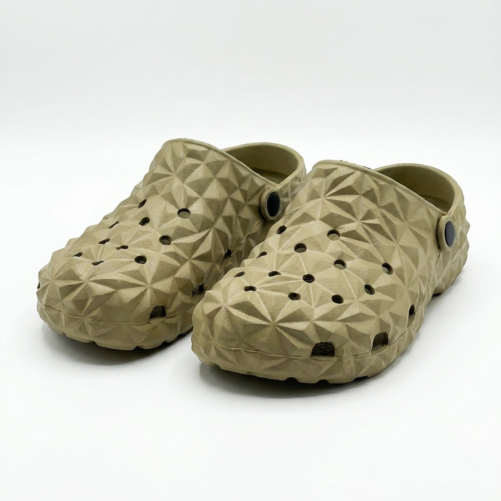 Unisex Geometric Textured Clog Sandals With Back Strap