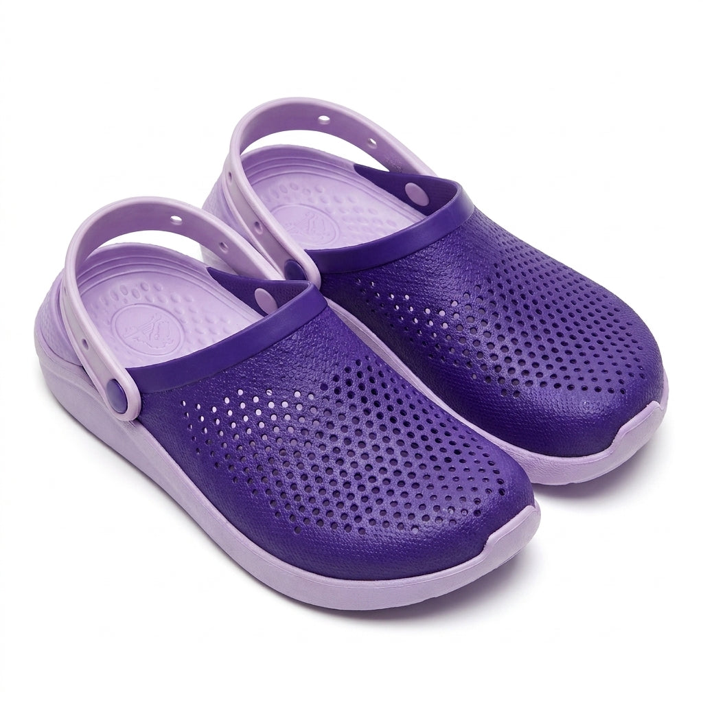 Girls Perforated Clog Sandals With Back Strap