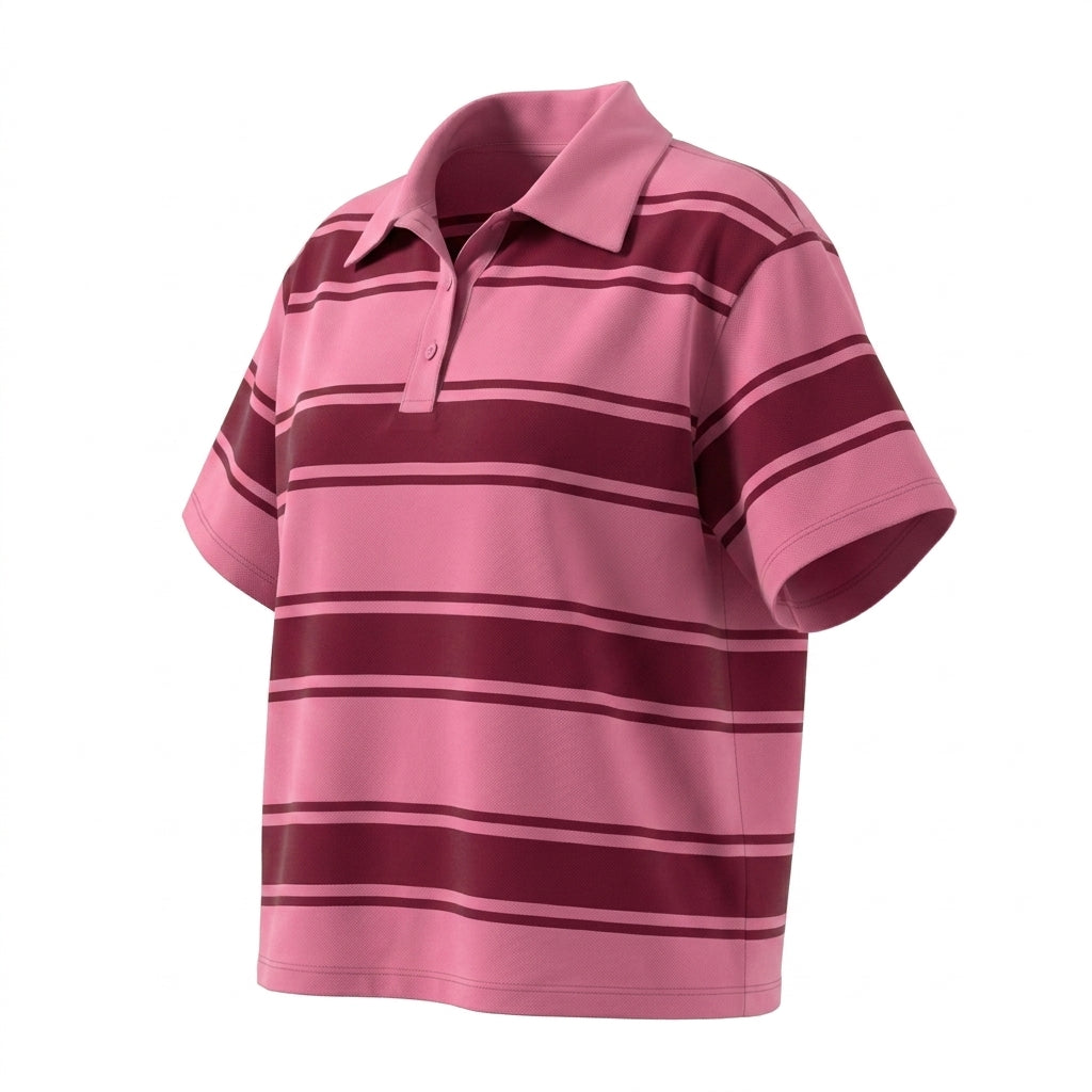 Casual And Striped Short Sleeve Polo Top