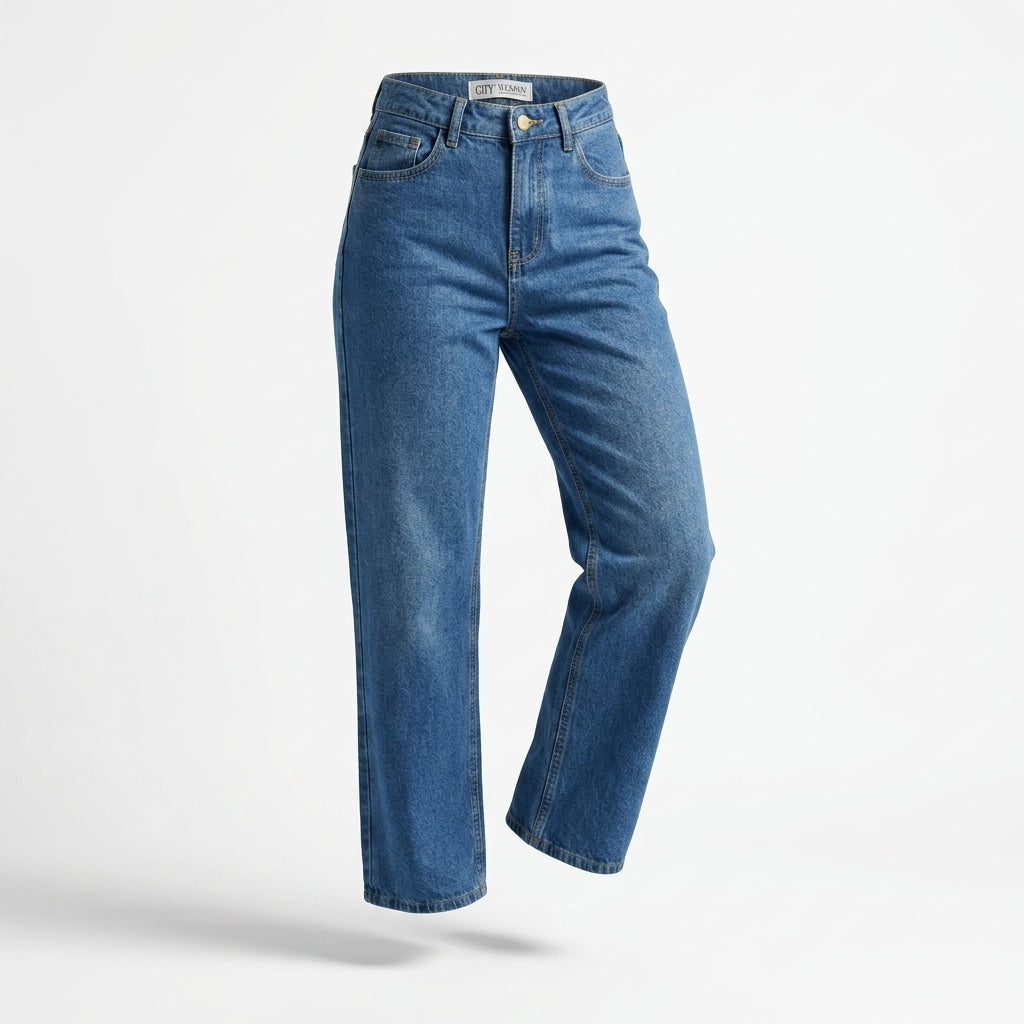 Women Mid Wide Leg Denim Jeans