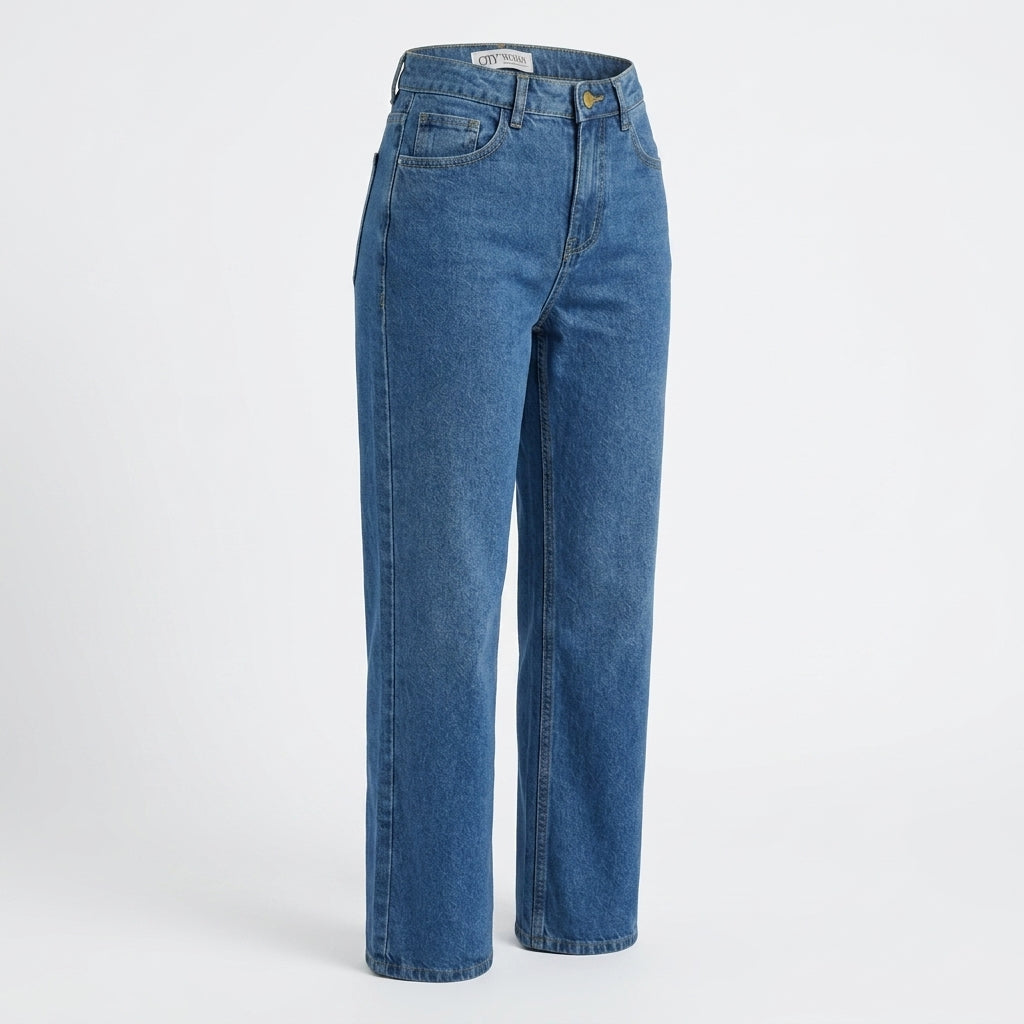 Women Mid Wide Leg Denim Jeans