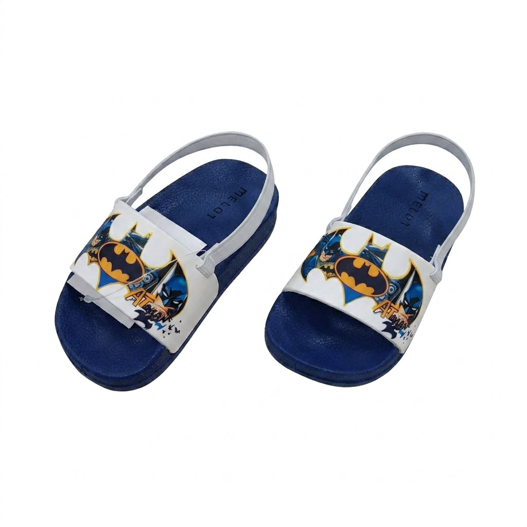 Boys Batman Print Slide Sandals With Back Strap